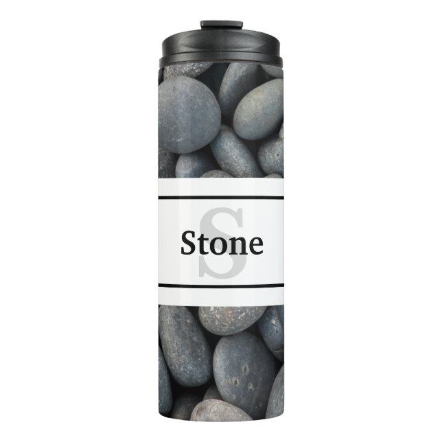 River Rocks with Name and Monogram Thermal Tumbler (Front)