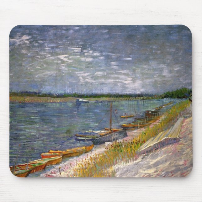 River & Rowing Boats Van Gogh Fine Art Mouse Pad (Front)