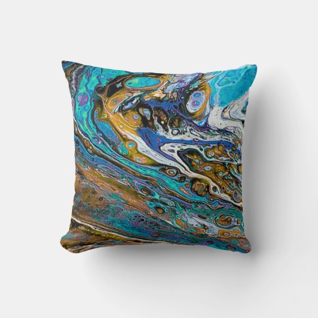 River Run water and stones abstract Throw Pillow (Front)