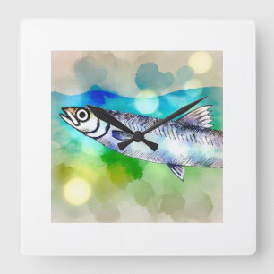 River Sardine 120724AREF113 - Watercolor Square Wall Clock