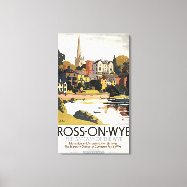 River Scene of Town British Railways Poster Canvas Print (Front)
