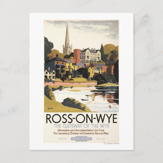 River Scene of Town British Railways Poster Postcard (Front)