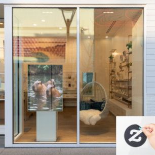 "River Serenity: Capybaras Swimming in the Flow" Window Cling