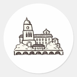 river side little houses in Rome, quick sketching Classic Round Sticker