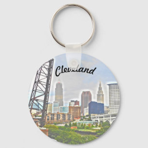 River Skyline Cleveland Keychain