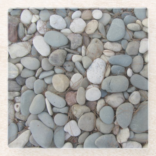 River Stones Fall Autumn Patterns Glass Coaster (Front)