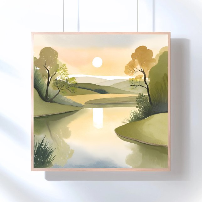 River Sunrise | Watercolor Yellow Poster (Creator Uploaded)