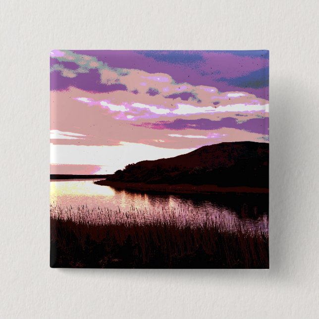 RIVER SUNSET 2 INCH SQUARE BUTTON (Front)