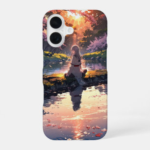 River Sunset Girl iPhone 16 Case