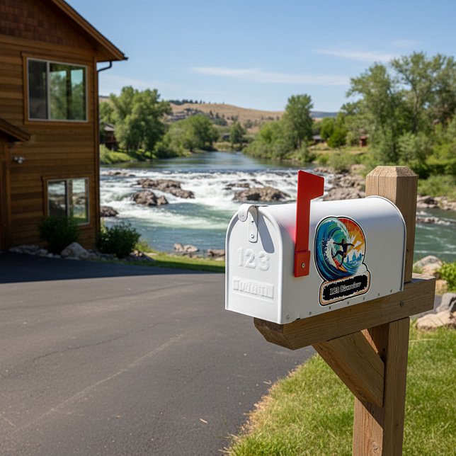 River surfer mailbox address sticker (Créateur téléchargé)