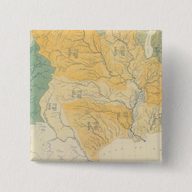 River Systems in the US 2 Inch Square Button (Front)