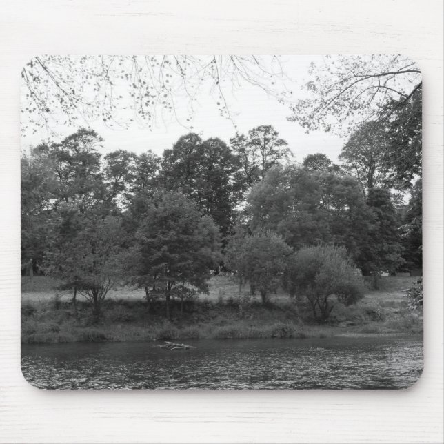 River Taff at Bute Park, Cardiff - BW Mouse Pad (Front)
