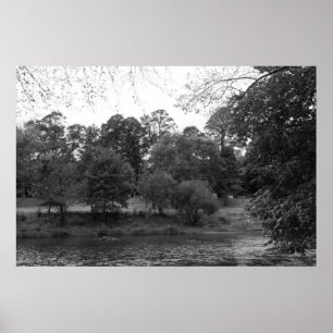 River Taff at Bute Park, Cardiff - BW Poster