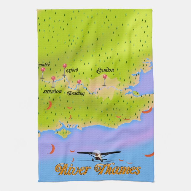 River Thames London England map Kitchen Towel (Vertical)