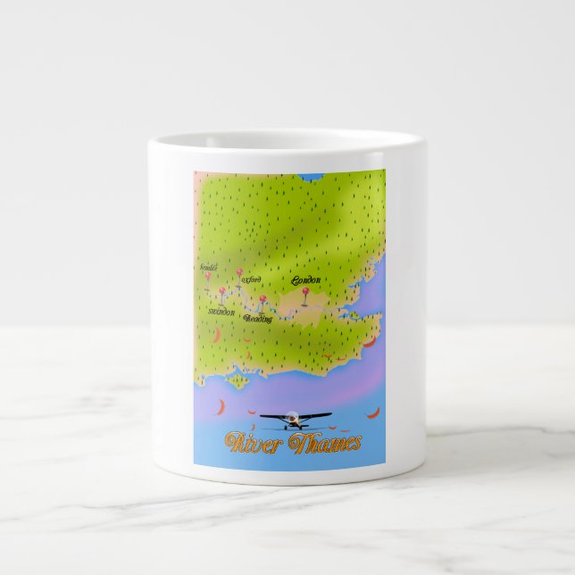 River Thames London England map Large Coffee Mug (Front)