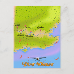 River Thames London England map Postcard