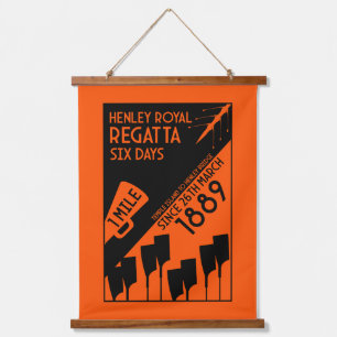 River Thames Regatta - Vintage Retro Style Rowing  Hanging Tapestry