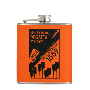 River Thames Regatta - Vintage Retro Style Rowing  Hip Flask
