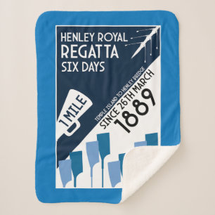 River Thames Regatta - Vintage Retro Style Rowing  Sherpa Blanket