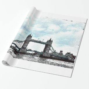 River Thames & Tower Bridge, London England Wrapping Paper