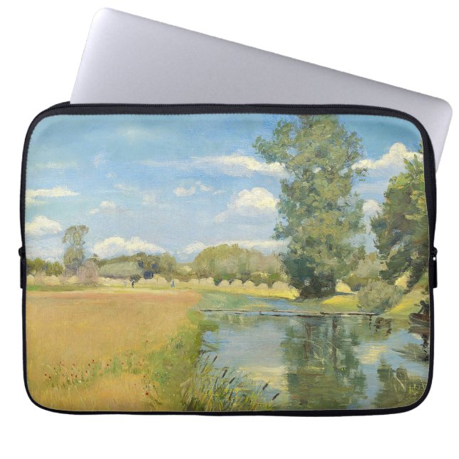 River Through a Harvest Landscape, Summer Laptop Sleeve (Front)