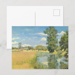 River Through a Harvest Landscape, Summer Postcard