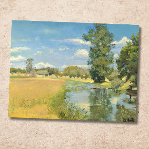 River Through a Harvest Landscape, Summer Postcard