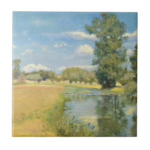 River Through a Harvest Landscape, Summer Tile
