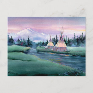 RIVER TIPI CAMP by SHARON SHARPE Postcard