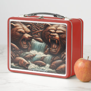 River Titan: Bear’s Fierce Fishing Battle Metal Lunch Box