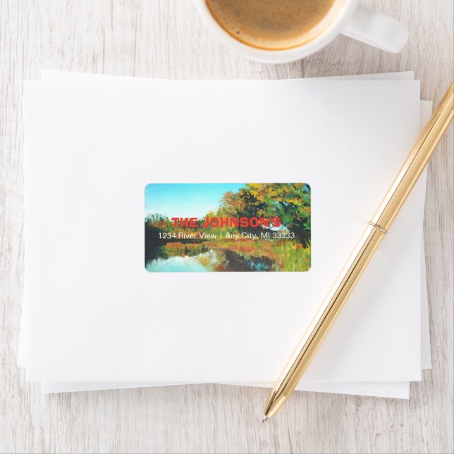 River Trees Fall Landscape Fine Art Custom Label (Insitu)