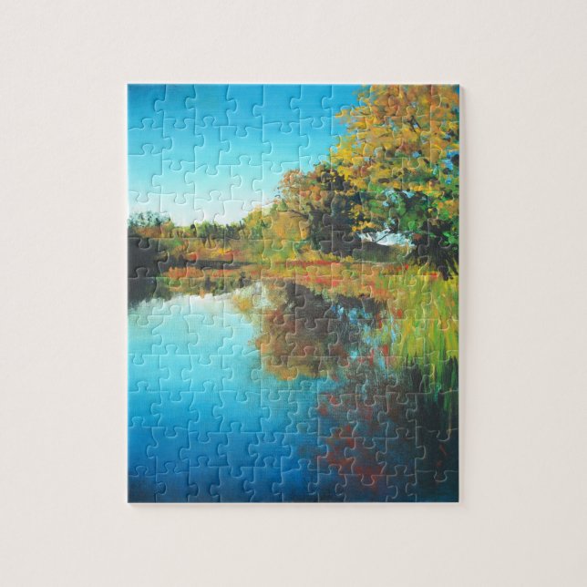 River Trees Fall Landscape Fine Art Jigsaw Puzzle (Vertical)