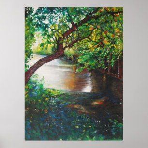 River Trees Scenery Art Poster