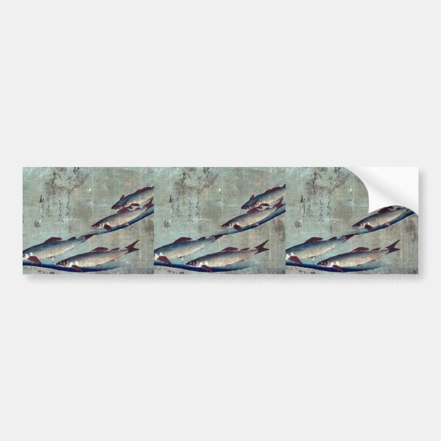 River trout (Ayu) by Andō, Hiroshige Ukiyo-e. Bumper Sticker (Front)