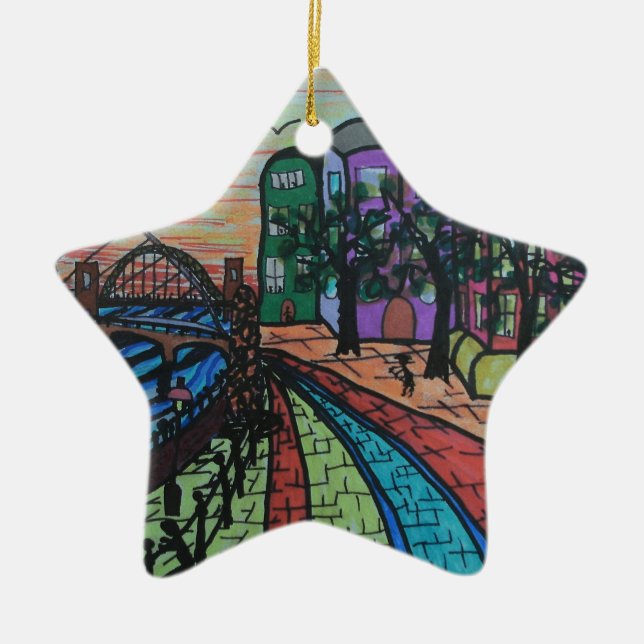 River Tyne Newcastle Quayside Ceramic Ornament (Front)