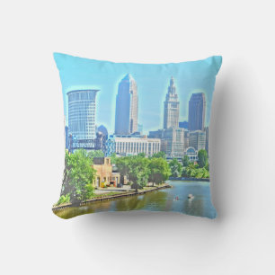 River View Cleveland Ohio (Paint Effect) Pillow