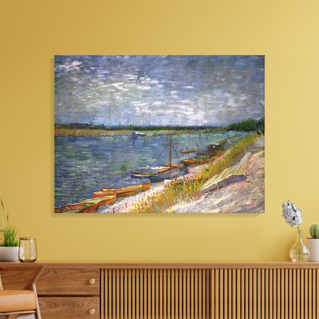 River with Rowing Boats by Vincent van Gogh Canvas Print (Insitu(LivingRoom))