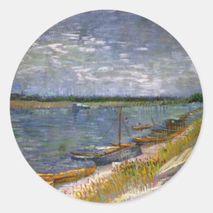 River with Rowing Boats by Vincent van Gogh Classic Round Sticker