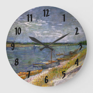 River with Rowing Boats by Vincent van Gogh Large Clock