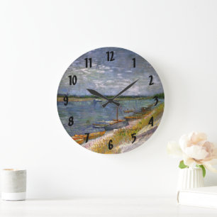 River with Rowing Boats by Vincent van Gogh Large Clock