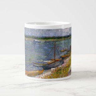 River with Rowing Boats by Vincent van Gogh Large Coffee Mug