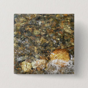 River-Worn Pebbles Brown and Grey Natural Abstract 2 Inch Square Button