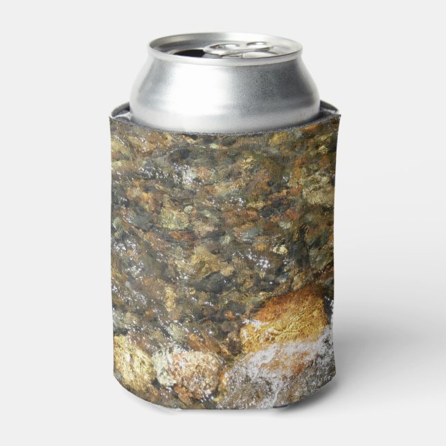 River-Worn Pebbles Brown and Grey Natural Abstract Can Cooler (Can Front)
