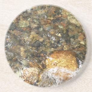 River-Worn Pebbles Brown and Grey Natural Abstract Coaster
