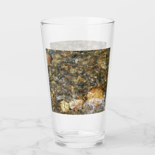 River-Worn Pebbles Brown and Grey Natural Abstract Glass (Front)