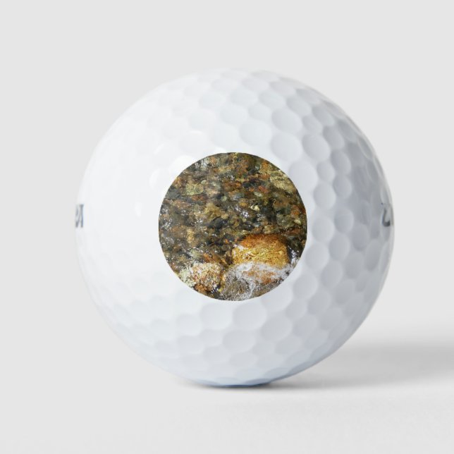 River-Worn Pebbles Brown and Grey Natural Abstract Golf Balls (Front)