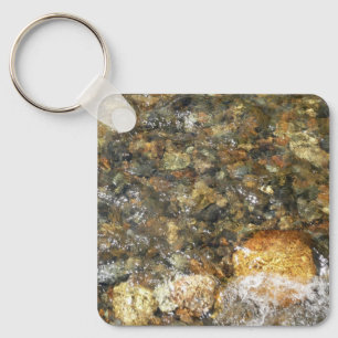 River-Worn Pebbles Brown and Grey Natural Abstract Keychain