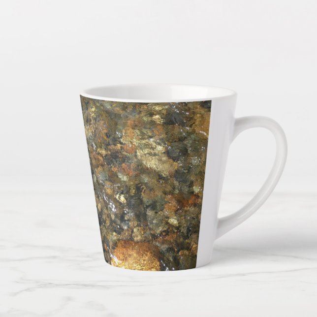 River-Worn Pebbles Brown and Grey Natural Abstract Latte Mug (Right)