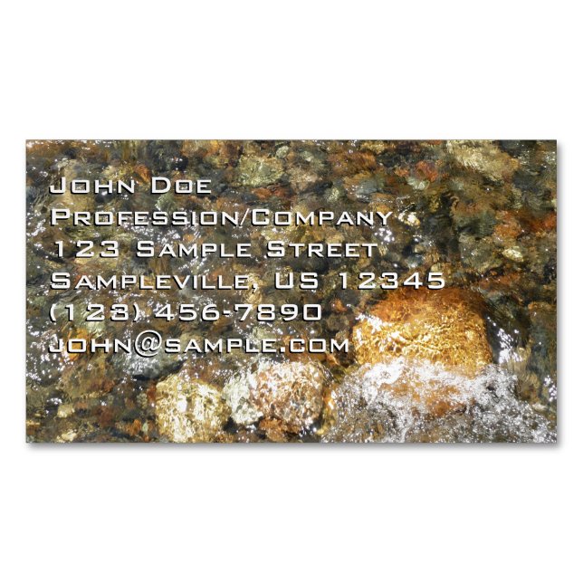 River-Worn Pebbles Brown and Grey Natural Abstract Magnetic Business Card (Front)