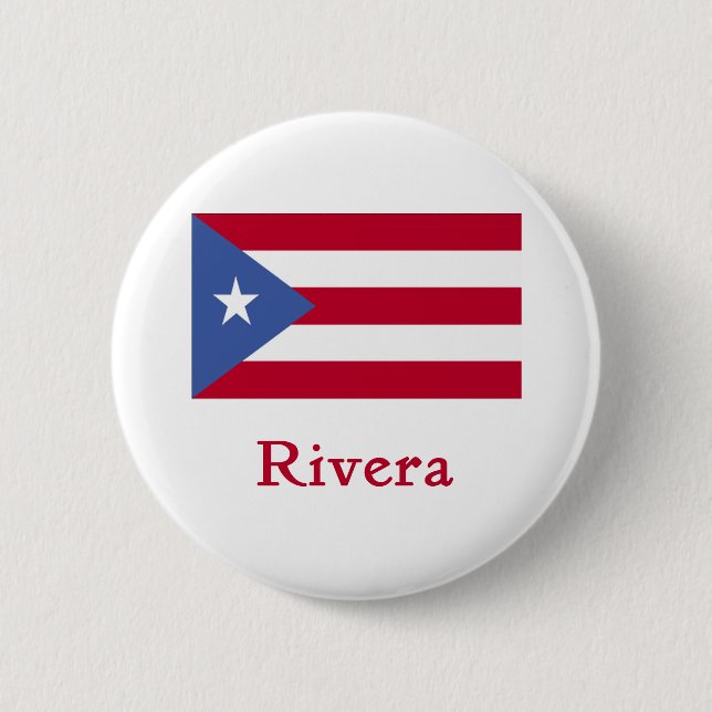 Rivera Puerto Rican Flag 2 Inch Round Button (Front)